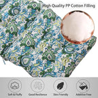 Magpie Fabrics Indoor Outdoor Tufted High Back Chair Cushion Set of 2, Waterproof All-Weather Deep Seating Rocking Chair Patio Garden Chaise Lounge Sun Lounger Chair Cushions(Botanical Blue Green)