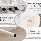 VECELO 3-Piece Dining Table Set for Kitchen Breakfast Nook, Faux Marbled Oval Tabletop and Metal Frame with Built-in Wine Rack, for Small Spaces, White & Silver