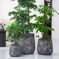 Craft flowerpots 18"+13"+9" Dia Round Concrete Planter Set of 3 Large Outdoor/Indoor Planter Pots Containers with Drainage Holes and Rubber Plug for Home Garden (Dark Gray, Large)