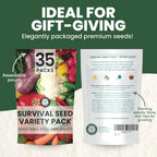 35 Vegetable Seed Packets | Survival Variety Pack | 2025 Season | Individually Packed Vegetables, Herbs and Fruits | Emergency Seed Vault for Doomsday Prepping | by Family Sown