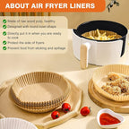 Air Fryer Liners for Ninja, 200 Pcs 8" Round Airfryer Paper Liners Disposable for Oven, Pans & Baking, Non-Stick and Oil Proof Parchment Paper for 5-8 qt Air Fryer Basket by Vailnd