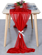 MDS Halloween Chiffon Table Runner - 25 Pack, 29 x 170 Inches, 14ft Each - Sheer Spooky Table Runners for Haunted House Parties, Trick-or-Treat Tables, Witchy Décor, Wedding & Events - Red