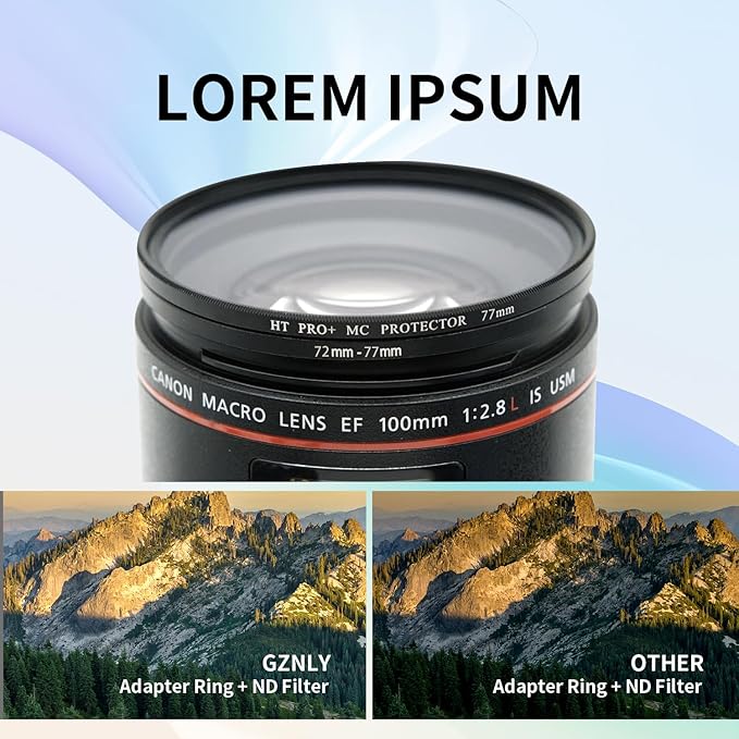 72-77mm Step-Up Ring Adapter, 72mm to 77mm Step Up Filter Ring for 72mm Lens Mount 77mm for DSLR Lenses and ND UV CPL IR Filters （72-77mm）