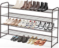 KEETDY 4-Tier Long Shoe Rack for Closet Floor, Wide Shoe Organizer Storage, Stackable Shoe Rack for Entryway Metal Shoe Shelf for 30 Pairs Men Sneakers with Wire Grid for Bedroom, Bronze