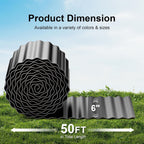 Land Guard Corrugated Garden Edging Border, 6" x 50' Landscape Paver Edging, Tall Landscape Edging, Fence for Garden, Flower Bed, Lawn and Landscape Edging (Glossy Black)