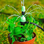 Drip Irrigation Emitters for 1/4" Irrigation Tubing, 25 Pack Integrated Drip Irrigation Stream Emitters & Adjustable Atomizing Nozzles with Stake Adjustable 360 Degree Water Flow Sprayer