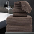 8-Piece Premium Towel Set for Bathroom|2 Oversized Large Bath Sheet,2 Hand Towels,4 Washcloths|Soft Cozy Highly Absorbent Fast Dry Microfiber Shower Towel Set for Hotel Bathroom Essentials,Dark Brown