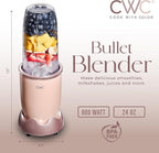 COOK WITH COLOR Personal Power Blender 600W, 24oz Capacity, BPA-Free Jar, Ice-Crushing Blades, Ideal for Smoothies & More, Anti-Slip Feet, Easy to Clean, Dusty Rose