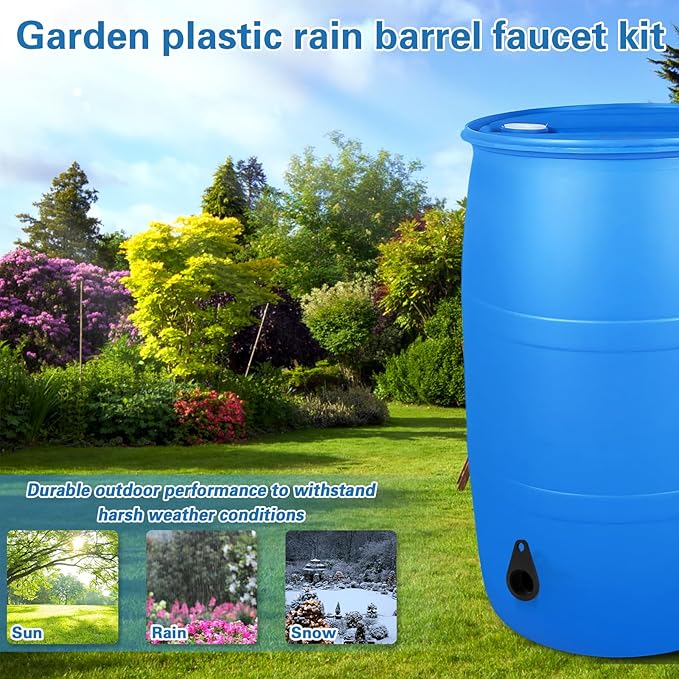 Garden Hose Bulkhead Fitting Rain Barrel Tank Adapter,3/4" NPT Rubber Bulkhead Connector, Bulkhead Fitting for Water Tank,Allow Leak Free Water Bucket Joints Installed Outside the Bucket (4 Pack)