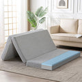 Foldable Mattress, 4 Inch Memory Foam Guest Floor Mat, Tri Folding Portable Mattress for Toddlers and Adults, Washable Cover, Non-Slip Design, Queen Grey (Size: 60" L x 80" W x 4" Th)
