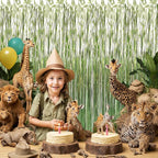 GOER 3.2 ft x 8.2 ft Metallic Tinsel Foil Fringe Curtains Party Photo Backdrop Party Streamers for Birthday,Graduation,New Year Eve Decorations Wedding Decor (3 Pcs,Sage Green)