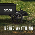 400lbs Large Capacity Collapsible Wagon Cart,Folding Utility Heavy Duty,All Terrain Big Wheels for Garden Camping Sports Outdoor Shopping, Black