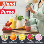 Mueller Multistick 800W 5-in-1 Immersion Blender Handheld, 12 Speed Hand Mixer - Turbo Boost, Heaviest Duty Copper Motor, Titanium Blades Hand Blender, Milk Frother Wand, Green Kitchen Accessories