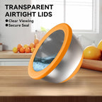 Stainless Steel Mixing Bowls with Lids – Set of 5 Large Nesting Metal Bowls for Kitchen, Baking, Cooking, Food Prep & Storage, Non-Slip Base, Dishwasher Safe,Orange