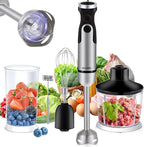 BioloMix Hand Blender 5 in 1 Immersion Blender 1000W, 6 Speed With Turbo Mode hand blenders immersion Stainless Steel Blade With 800ml Chopper, 600ml Mixing Beaker, Whisk and Milk Frother