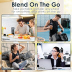 Personal Blender Wireless 24oz Cordless Mini 360 Watt Portable Blender-for Smoothies Freshly Squeezed Juices 6000mAh Self Cleaning and BPA Free Portable Juicer with 6 Sharp Blade Carbon Black