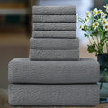 Ultra Soft 8 Piece Textured Bath Towel Set for Bathroom Shower Pool, Kitchen, Quick Dry, Lightweight Highly Absorbent - 2 Oversized Bath Towel Sheets, 2 Hand Towels, 4 Washcloths - Dark Gray