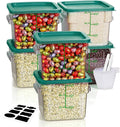 6QT NSF Food Storage Containers: 6PCS [Food Grade][Hot&Cold Resistant] Commercial Clear Food Storage Containers with Lids for Restaurant Kitchen Proof Dough, Measuring Spoons Included(GREEN)