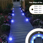 Flacchi Solar Ground Lights - Solar Powered Lights Outdoor Solar Disk Light Waterproof Landscape Light for Patio Yard Pathway Walkway Driveway (Blue, 8 Pack)