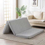 Foldable Mattress, 4 Inch Memory Foam Guest Floor Mat, Tri Folding Portable Mattress for Toddlers and Adults, Washable Cover, Non-Slip Design, Queen Grey (Size: 60" L x 80" W x 4" Th)