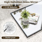 HARRITPURE 24"x36" Framed Bathroom Mirror for Wall Rectangle Mirror Aluminum Alloy Frame Wall-Mounted for Farmhouse Entryway Bedroom Living Room Black