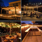 100FT Outdoor Patio Black String Lights with 52 Shatterproof G40 LED Clear Globe Bulbs for Indoor/Outdoor, 2-Pack 50FT Connectable Hanging Lights for Backyard Balcony Party Decor