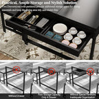Loomie 63" Dining Table Set for 4-6, 3-Piece Kitchen Table with 2 Utensil Drawers, 2 Benches & Wine Rack, Modern Space Saving & Heavy Duty Dinner Table Set with Metal Frame & MDF Board,Black