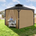 Gazebo Privacy Curtains 12' x 16' with Zipper 4-Panels Side Wall Universal Replacement for Patio, Outdoor Canopy, Garden and Backyard (Curtain Only)