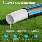 25FT Garden Hose with 10 Function Sprayer: Water Hose Lightweight Durable All-Weather - Flexible Kink-Free Hose 5/8" - Pressure Washer Hose for Garden, Car Washing, and Outdoor Cleaning