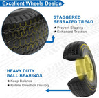 4.10/3.50-4" Flat Free Tires, 10 Inch Solid Tires and Wheels Replacement with 5/8" Axle Bore Hole, 2.2" Offset Hub for Hand Truck, Garden Cart, Lawn Cart, Wheelbarrow, 2 Pack