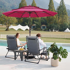 JEAREY 9FT 3 Tier Patio Umbrella Outdoor Market Umbrella Table Umbrellas with 8 Ribs 1.5 Pole Push Button Tilt and Crank UV Protection for Garden,Backyard,Pink