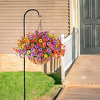 ZFProcess Artificial Faux Hanging Plants Flowers Basket for Spring Summer Outdoor Decoration, Fake Silk Daisy in Planter Realistic UV Resistant Look Real for Porch Home Patio Balcony Yard(Multicolor)