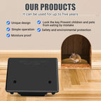 Qualirey 4 Pack Rat Bait Stations Large Rodent with Key Reusable Mouse Stations Mice Blocks Heavy Duty Boxes for Outdoor Rodents Mice Blocks, Bait Not Included, Black (8.66 x 7.5 x 3.9 Inches)