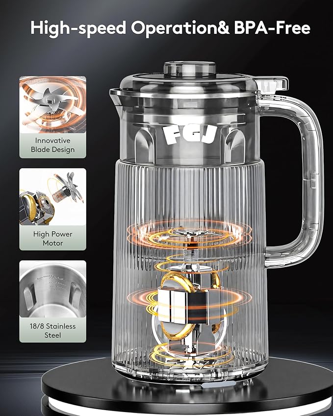 Nut Milk Maker Machine 28OZ, 6 in 1 Soy Milk Maker Blender, Stainless Steel Blenders for Oat, Almond, Plant Based Milk, Automatic Soybean Machine With Delay Start/Keep Warm/Boil Water/Self-Cleaning