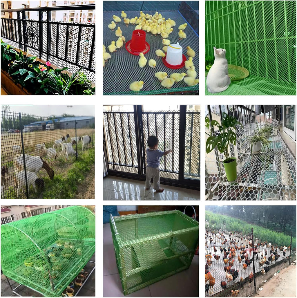 XIFENG Plastic Wire Mesh Fence Roll for Poultry Dogs Rabbit Snake Barrier, Plastic Chicken Fence Wire Fencing Mesh Poultry Netting for Garden Farm(Size:0.47in mesh-65ft L x 3.3ft W Roll,Color:Black)