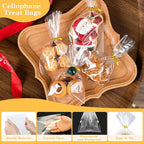 100 PCS Cellophane Treat Bags, 4x6 In Clear Cellophane Gift Bags with Twist Ties Plastic Goodie Bag for Party Favor Cookie Candy Popcorn Bakery Chocolate Gift Wrapping