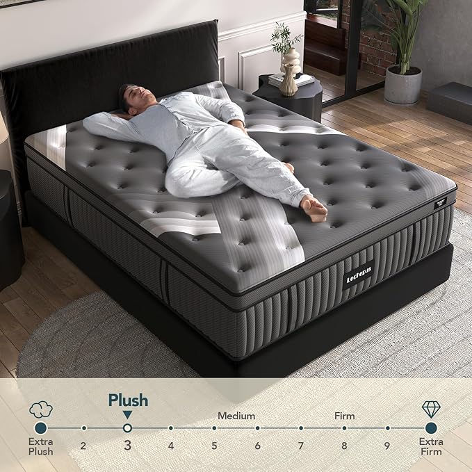 Twinxl Mattress - Lechepus 14" Plush Memory Foam Hybrid Mattress in Box with Individual Pocket Spring for Pressure Relief & Motion Isolation, Premier Comfort Sleep, Fiberglass Free & 180 Night Trail