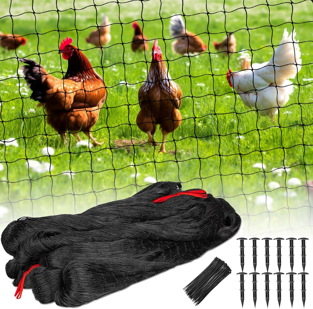 Nylon Bird Netting 50'x50' with 2.4" Square Mesh Hawk Net for Chicken Run, Poultry Netting Aviary Nets Garden Bird Net for Chicken Coop Nettings Roof Hawk Proof