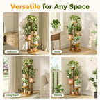 Bamworld Plant Stand Indoor Wood Plant Shelf 4 Tier Brown