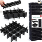 40Pcs Drawer Dividers, Adjustable Drawer Organizer for Socks, Underwear, Makeup, Can Help Tidy Kitchen, Bedroom, Dresser Black