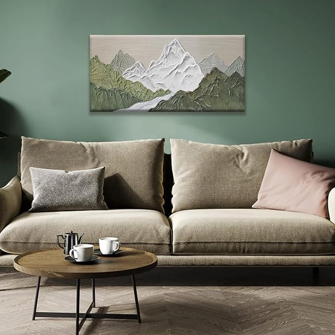 YISXINOAG Mountain Wall Art For Bedroom Office Decor Abstract Mountain Forest Landscapes Green Wall Art Painting Canvas Art Wall Decor Prints Ready To Hang Wall Pictures Home 20×40 Inch