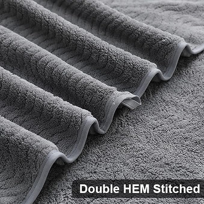 Ultra Soft 8 Piece Textured Bath Towel Set for Bathroom Shower Pool, Kitchen, Quick Dry, Lightweight Highly Absorbent - 2 Oversized Bath Towel Sheets, 2 Hand Towels, 4 Washcloths - Dark Gray
