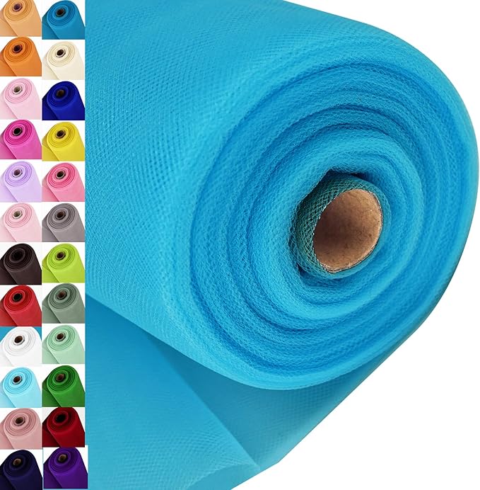 Turquoise Tulle Fabric Roll Spool Bolt (54 Inch by 40 Yards) Large Tulle Wedding Party Decoration, Tutu Skirt, Table Runner, Gift Wrapping, Bridal Shower, Soft & Drape (Turquoise)