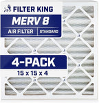 Filter King 15x15x4 Air Filter | 4-PACK | MERV 8 HVAC Pleated A/C Furnace Filters | MADE IN USA | Actual Size: 14.5 x 14.5 x 3.75"