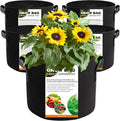 5 Pack 10 Gallon Thickened Grow Bags, Aeration Nonwoven Fabric Planting Bags with Handles, Heavy Duty 300G Garden Planter Pot for Tomato, Potato, Strawberry, Vegetable, Fruits and Flowers