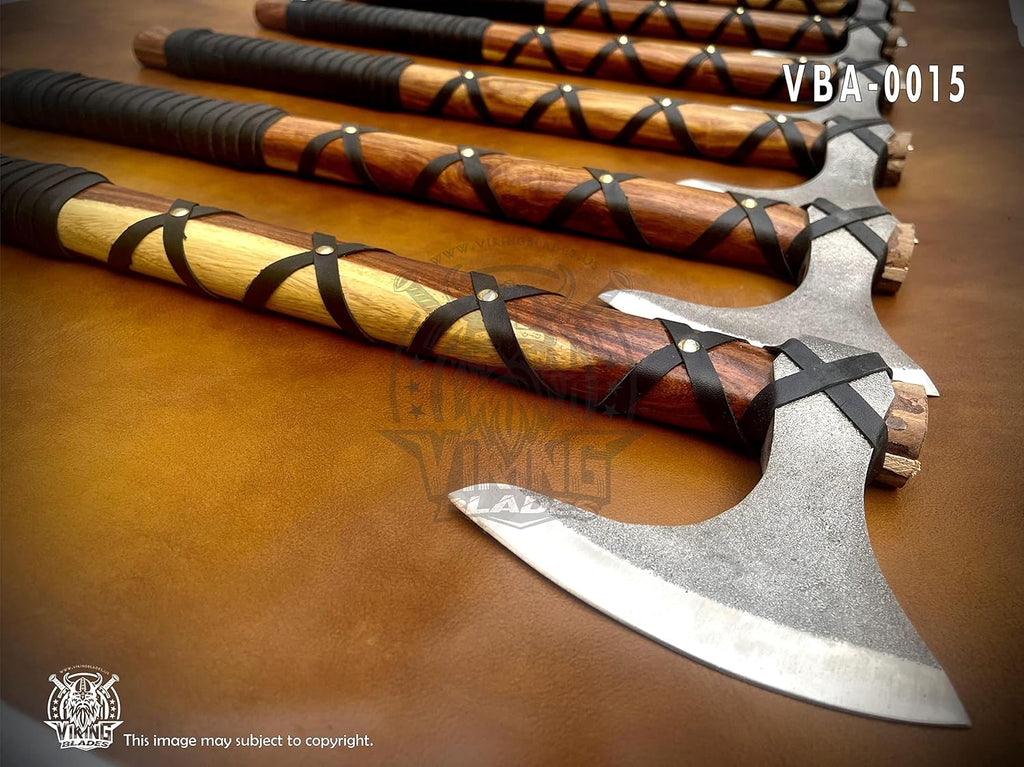 SHINY CRAFTS -Norse Viking Axe, Hatchet with Leather Sheath Best Tomahawk Viking Hatchet- Viking Bearded Axe, Camping Axe, Gift for Him with Sheath (SCAH 15)