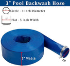 3 in x 100 ft Pool Backwash Hose Heavy Duty Drain Discharge Double PVC Lay flat General Purpose Vinyl Hose, Burst Resistant for Water Transfer Sump Pump Pool Filter (3in 100ft fiber reinforced hose)