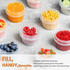 TUZAZO 4 Oz Food Storage Containers with Screw Lids, 12-Count BPA Free Small Snack Plastic Freezer Container for Sauce, Jam and Puree, Reusable Plastic Ice Cream Containers