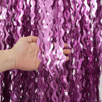 Purple Foil Curtains - 4 Pack 3.3 ft x 6.6 ft Wavy Fringe Curtain Backdrop for Party Photo Booth Props Decoration Mermaid Euphoria Themed | Purple Streamers for Mardi Gras Decorations