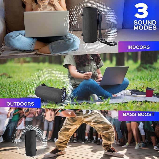 TREBLAB Ultra Loud Wireless Speaker - 60W Stereo Sound with Deep Bass, 20H Playtime, Powerbank, Waterproof, Loudest Portable Bluetooth Speaker for Home, Outdoor Party, Beach, Work, Travel, HD-Max